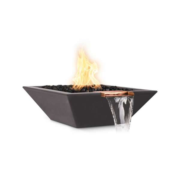 The Outdoor Plus Maya Concrete Fire Water Bowl In Chocolate Color 