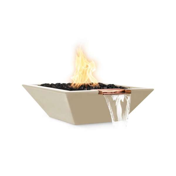 The Outdoor Plus Maya Concrete Fire Water Bowl In Vanilla Color