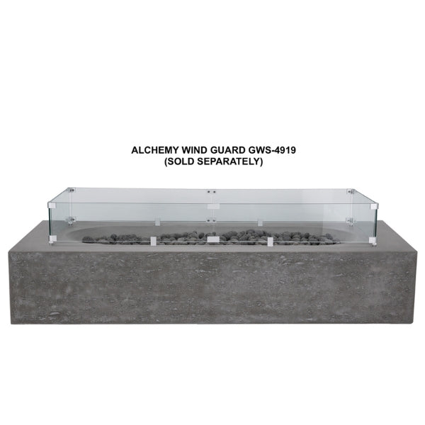 PyroMania Fire Alchemy Rectangular Fire Table With Wind Guard