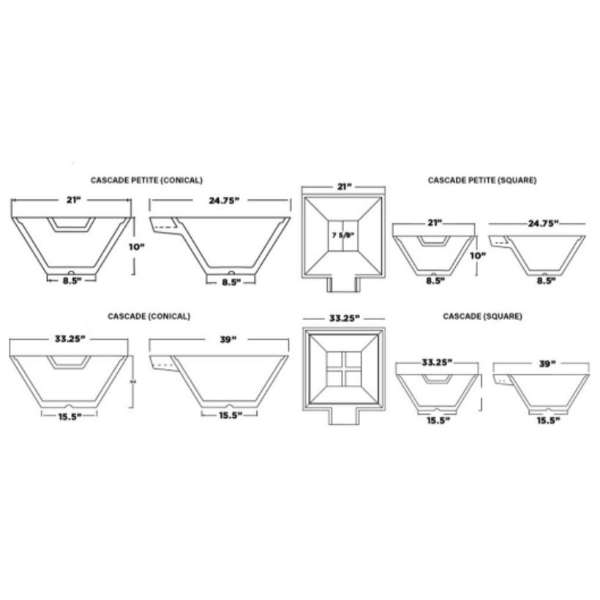    Slick Rock Concrete Cascade Square Fire And Water Bowl Dimensions