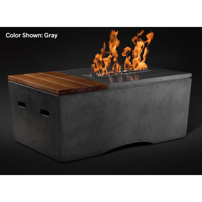 Slick Rock Concrete Oasis Series 48-Inch Rectangle Fire Table KOF48 Fire Pit Slick Rock Concrete Electronic Ignition Propane Gray