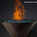 Slick Rock Concrete Ridgeline Conical Fire Bowl In Coal Gray With Electronic Ignition And Flame On A Black Background
