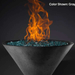 Slick Rock Concrete Ridgeline Conical Fire Bowl In Gray With Electronic Ignition And Flame On A Black Background