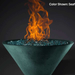 Slick Rock Concrete Ridgeline Conical Fire Bowl In Seafoam With Electronic Ignition And Flame On A Black Background