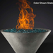 Slick Rock Concrete Ridgeline Conical Fire Bowl In Shale With Electronic Ignition And Flame On A Black Background