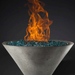     Slick Rock Concrete Ridgeline Conical Fire Bowl With Electronic Ignition And Flame On A Black Background