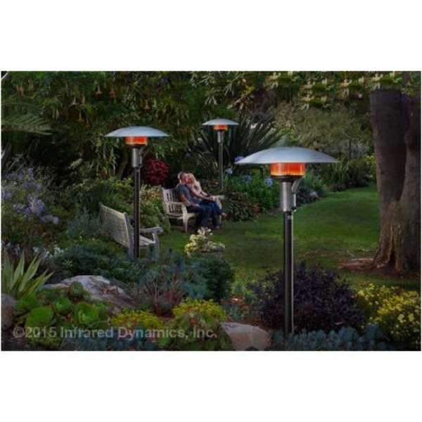 Sunglo Natural Gas Permanent Post Patio Heater In An Outdoor Sample Set Up