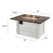 The Outdoor GreatRoom Alcott Rectangular Gas Fire Pit Table ALC-1224 White Background Size Dimensions