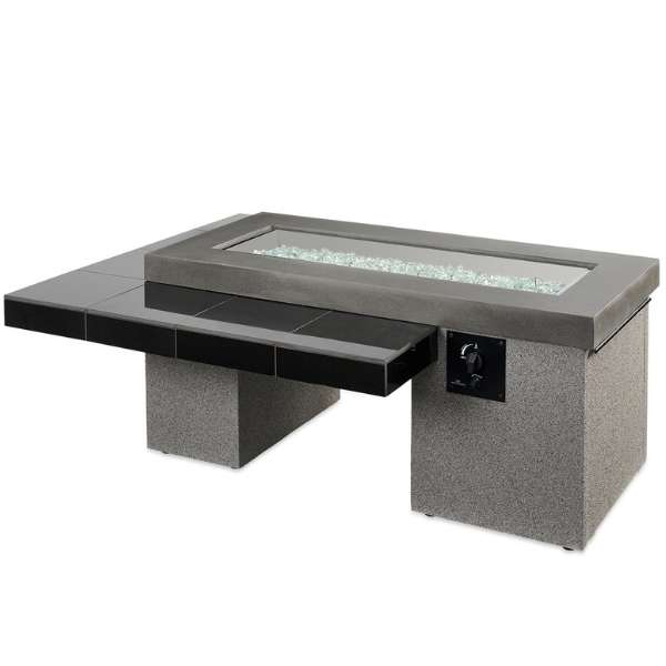     The Outdoor Greatroom Black Uptown Linear Gas Fire Pit Table On A White Background