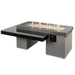 The Outdoor Greatroom Black Uptown Linear Gas Fire Pit Table With Flame On A White Background
