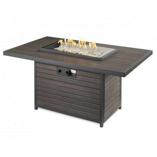 The Outdoor Greatroom Brooks Rectangular Gas Fire Pit Table Brk 1224 19 K In White Background With Flame