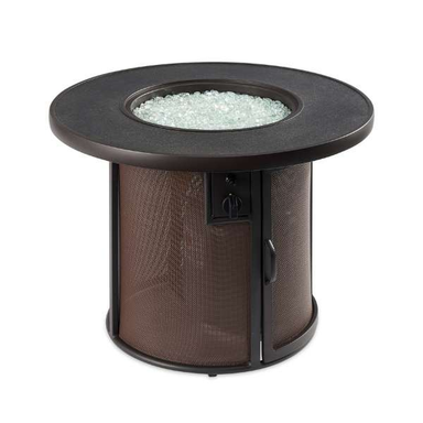     The Outdoor Greatroom Brown Stonefire Round Gas Fire Pit Table On A White Background