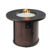 The Outdoor Greatroom Brown Stonefire Round Gas Fire Pit Table With Flame On A White Background