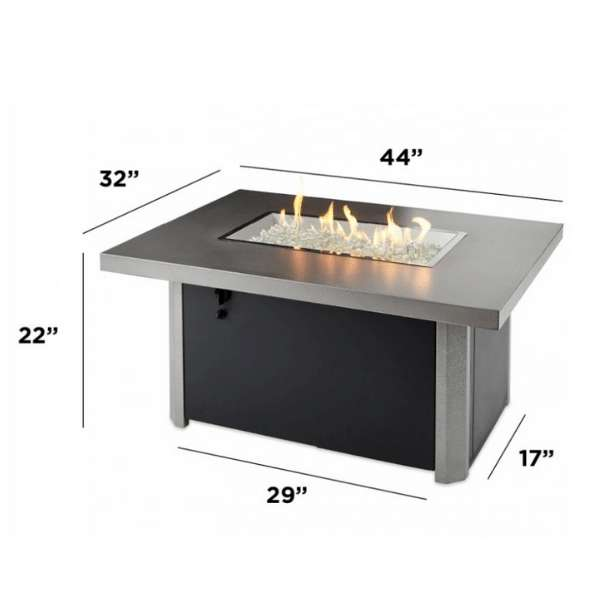 The Outdoor GreatRoom Caden Rectangular Gas Fire Pit Table CAD-1224 Dimensions Size