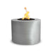 The Outdoor Plus Beverly Fire Pit in Stainless Steel with Flame on White Background
