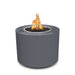 The Outdoor Plus Beverly Fire Pit in Grey Powder Coat with Flame on White Background