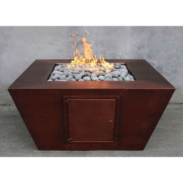    The Outdoor Plus Amere Copper Fire Pit With Flame And Inclosed Tank Cover