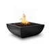     The Outdoor Plus Avalon Concrete Fire Bowl In Black Color With Flame