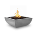    The Outdoor Plus Avalon Concrete Fire Bowl In Natural Gray Color With Flame