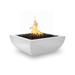     The Outdoor Plus Avalon Concrete Fire Bowl In Pearl Color With Flame