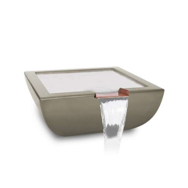 The Outdoor Plus Avalon Concrete Water Bowl In Ash On A White Background