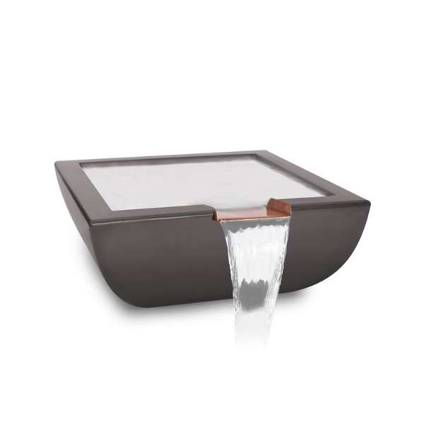 The Outdoor Plus Avalon Concrete Water Bowl In Chestnut On A White Background