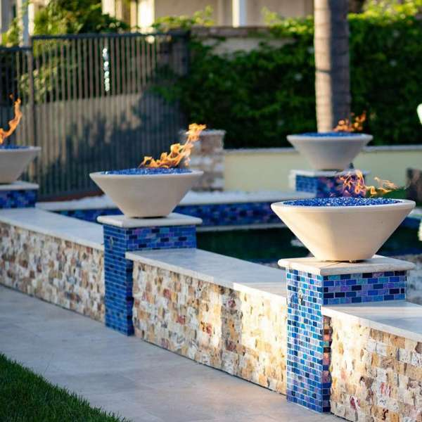    The Outdoor Plus Cazo Concrete Fire Bowl In An Outdoor Sample Set Up