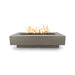 The Outdoor Plus Del Mar Concrete Fire Pit in color ash with flame on a white background