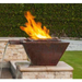    The Outdoor Plus Maya Gravity Spill Copper Fire Water Bowl In An Outdoor Set Up