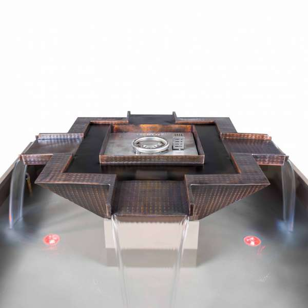  The Outdoor Plus Olympian Square 4 Way Copper Fire Water Fountain On A White Background