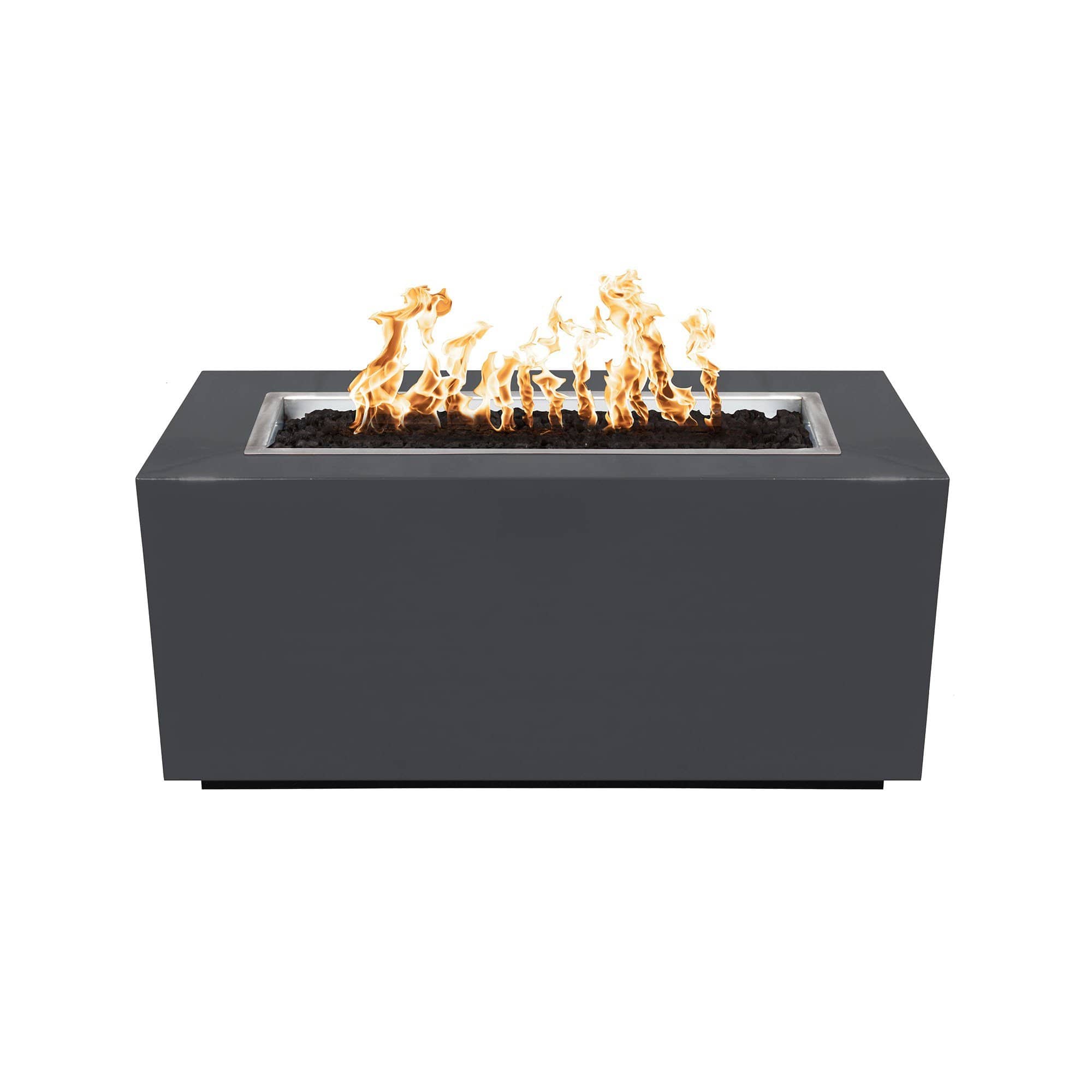 The Outdoor Plus Pismo Metal Fire Pit OPT-R4824PCR Fire Pit The Outdoor Plus Gray Powdercoat Electronic Ignition Natural Gas on a white background