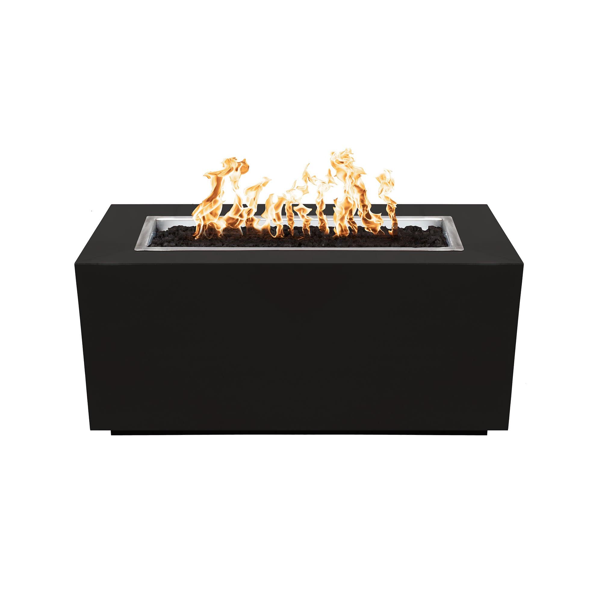 The Outdoor Plus Pismo Metal Fire Pit OPT-R4824PCR Fire Pit The Outdoor Plus Black Powdercoat Electronic Ignition Natural Gas on a white background