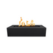 The Outdoor Plus Regal Concrete Fire Pit In Black With Flame On A White Background