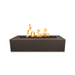 The Outdoor Plus Regal Concrete Fire Pit In Chocolate With Flame On A White Background