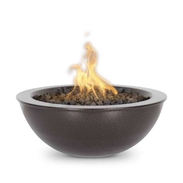     The Outdoor Plus Sedona Copper Fire Bowl With Flame On A White Background