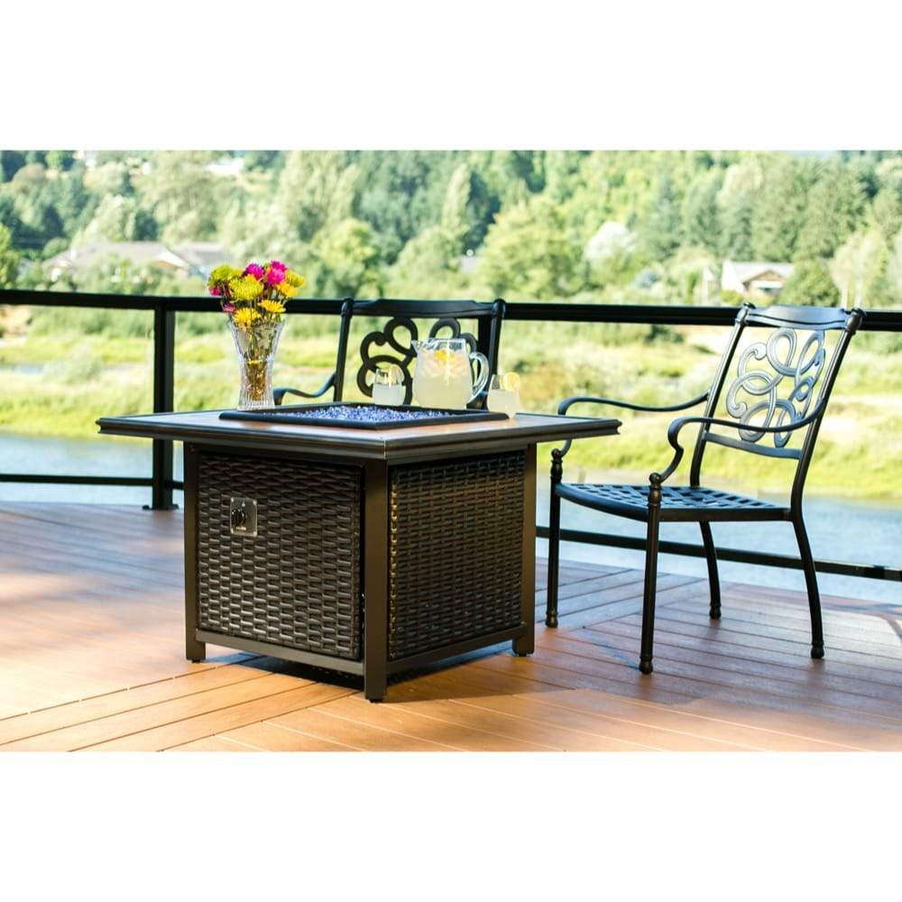 fire pit patio table with umbrella Aluminum Propane/Natural Gas Fire Pit Table